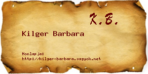 Kilger Barbara névjegykártya